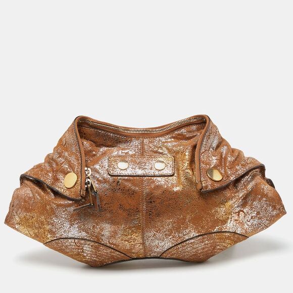 Alexander McQueen Beige/Gold Suede Medium De Manta Clutch